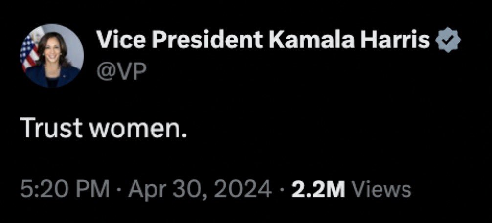 I thought there weren’t genders, Kamala? 

What’s a “women”?