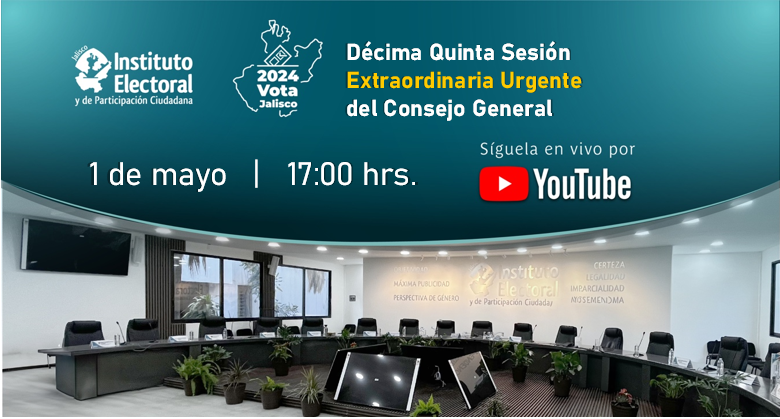 🟢🎥 Iniciamos la décima quinta sesión extraordinaria urgente del Consejo General del IEPC Jalisco. 📡 Sintonízala en vivo a través de nuestra cuenta de YouTube: youtube.com/watch?v=6J7QDa…
