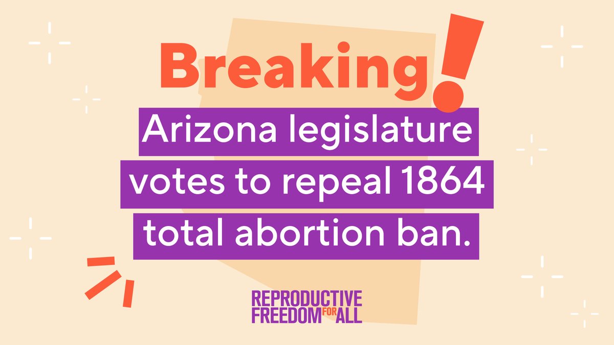 BIG NEWS! The AZ Senate just voted to pass a bill repealing Arizona’s 1864 total abortion ban, which means we are one step closer to eliminating the reckless ruling handed down by the Arizona Supreme Court last month. This is a huge step forward for Arizona.