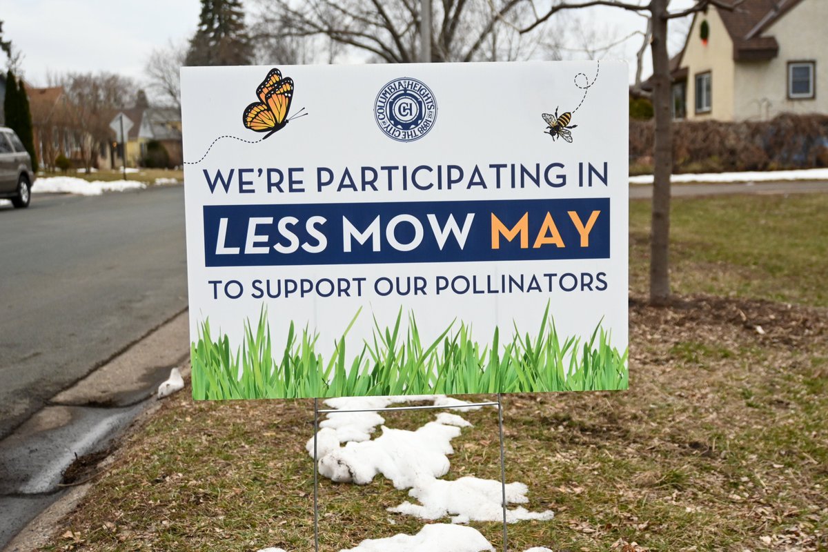 This May is Less Mow May in Columbia Heights! 🦋🐝 Less Mow May encourages residents to mow their yards less frequently and/or raise the height of their mower blades during the month of May. 🔗 | columbiaheightsmn.gov/news_detail_T1… #ColumbiaHeightsMN