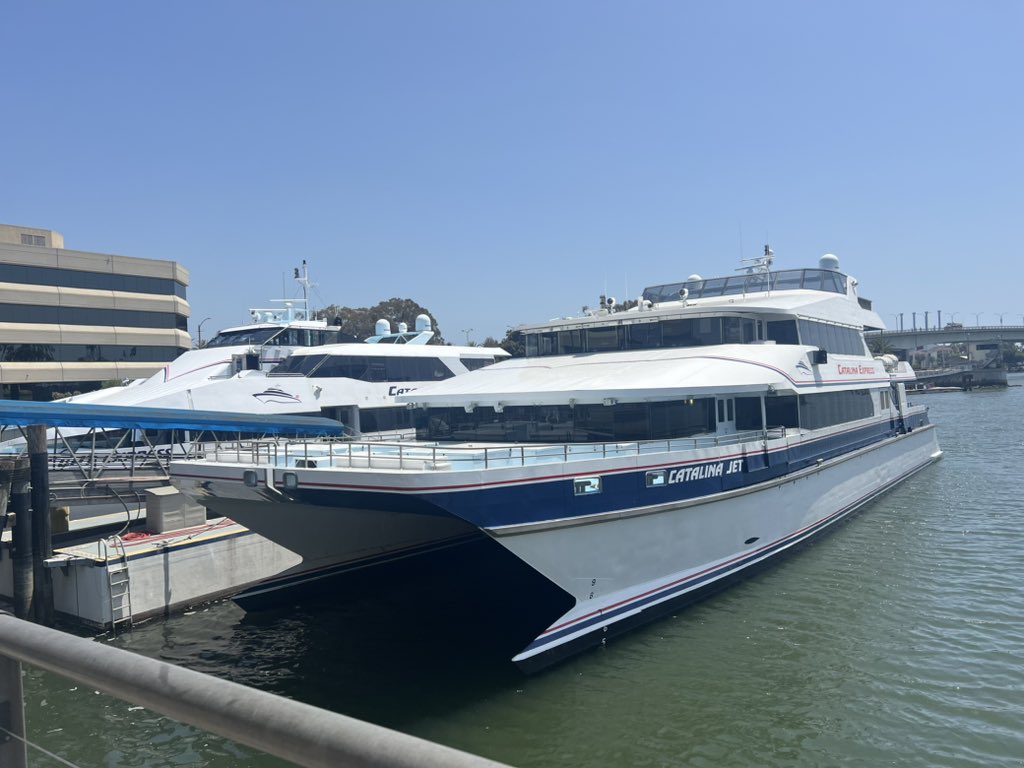 It was tight, but we made it to Long Beach in time to get the 2 pm Catalina Express catamaran ferry to Catalina Island! Born and raised in California but this is my first time visiting Catalina! The ships look very nice, and we have lounge access! @CatalinaExpress @VisitCA