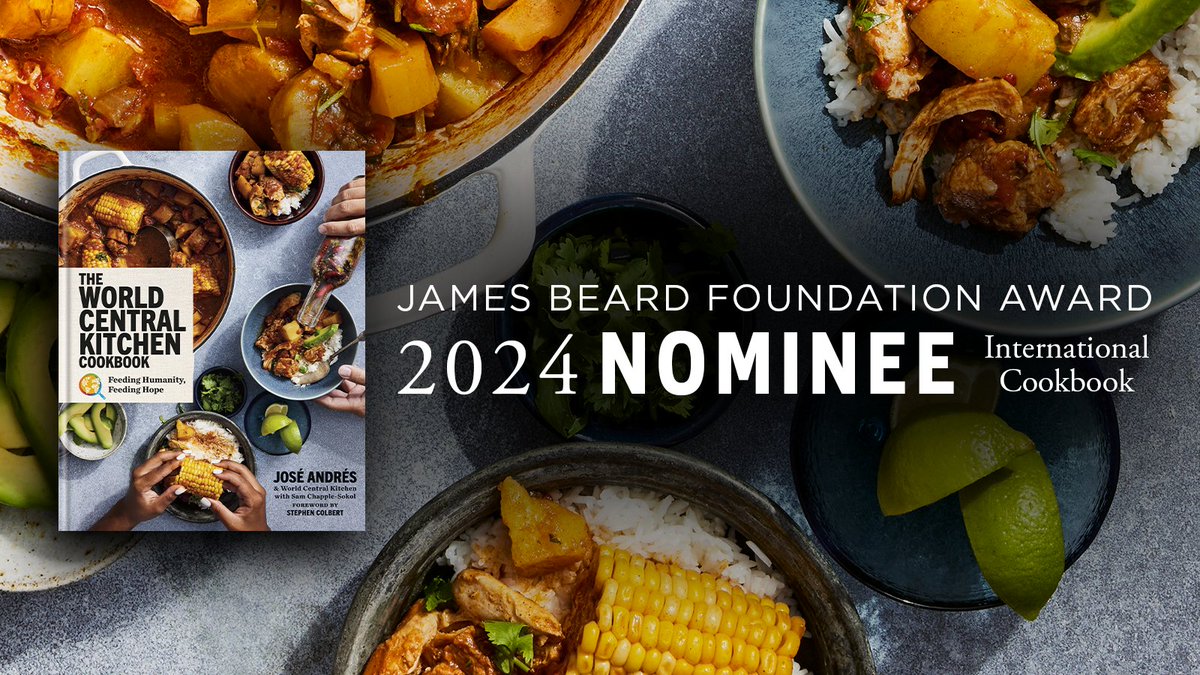 We are honored to share that the World Central Kitchen Cookbook is a James Beard Award nominee in the international category, alongside talented authors. The heartfelt recipes from contributors are a testament to the power of food to bring people together. wck.org/cookbook