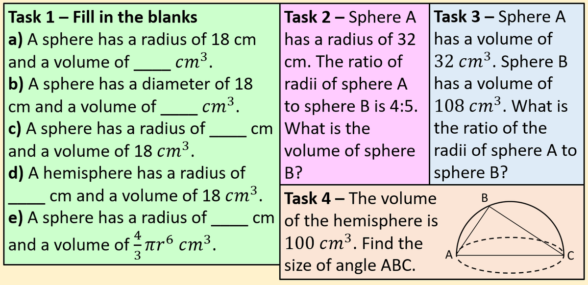 Some tasks on the volume of a sphere. #mathschat #mathsteaching