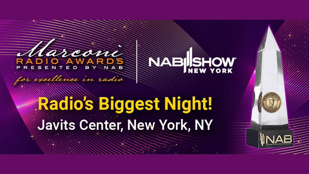 NAB To Open 2024 Marconi Radio Awards Nomination Window. Winners will be announced at NAB Show New York, October 9. #NABShowNY #radio i.mtr.cool/onuiguxnce