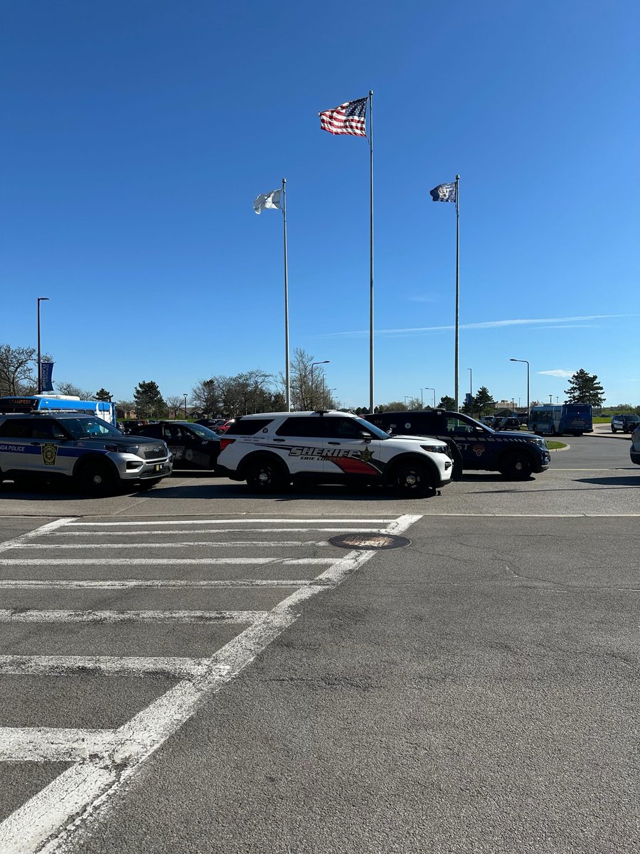 Law enforcement from the Erie County Sheriff’s Office, Amherst PD, Kennore PD, and Tonawanda PD have all sent officers to back up @UBuffalo Police amid pro-Palestinian protests and the start of an encampment.