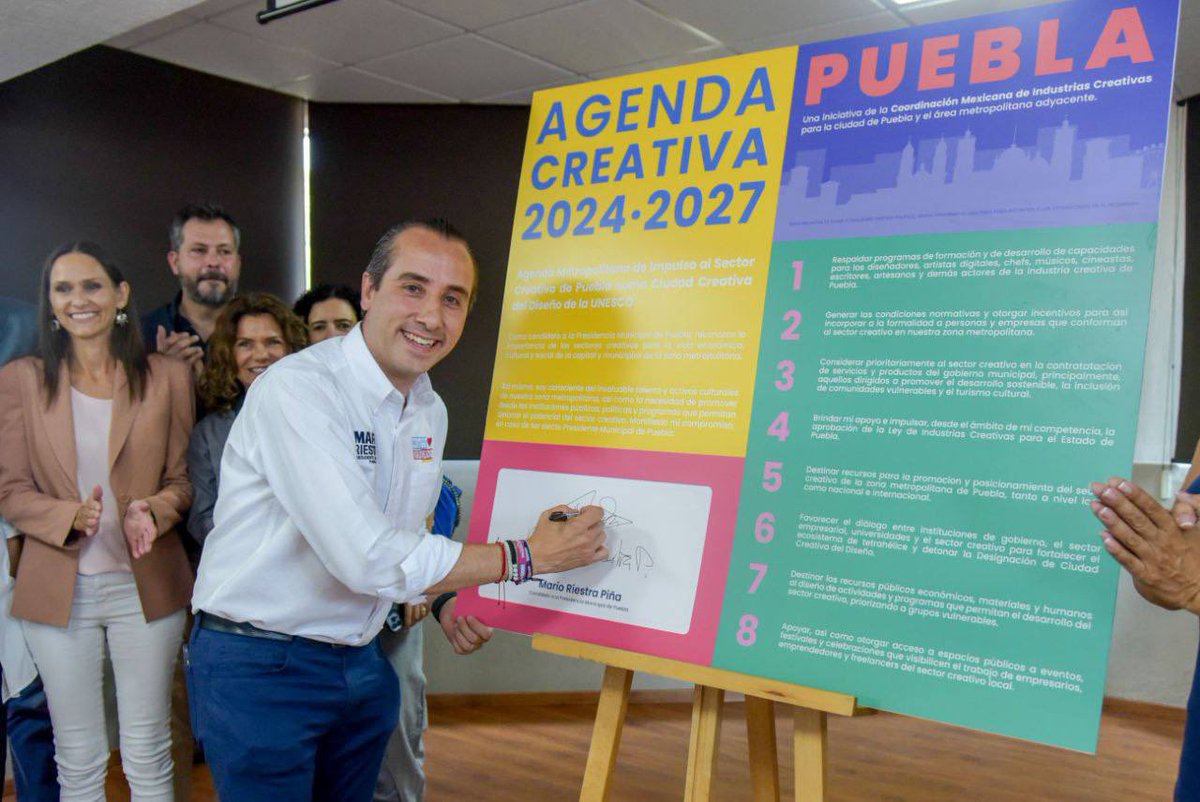 Reconozco la importancia de la innovación para nuestra capital. Este día firmamos los compromisos de la Agenda Metropolitana de Impulso al Sector Creativo de #Puebla 2024-2027, con el objetivo de impulsar acciones para fortalecer el nombramiento de la ciudad como 'Ciudad…
