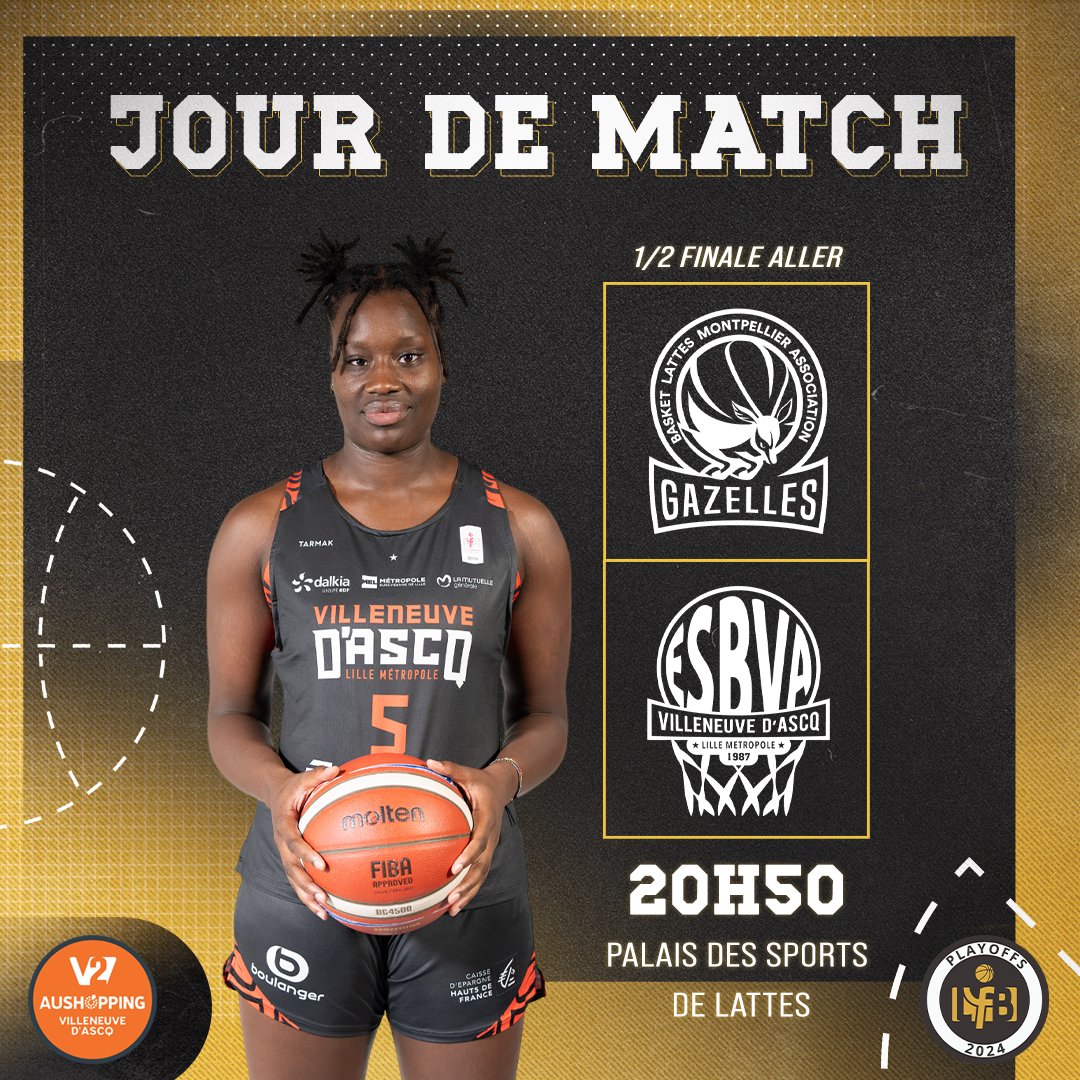 𝐉𝐎𝐔𝐑 𝐃𝐄 𝐃𝐄𝐌𝐈-𝐅𝐈𝐍𝐀𝐋𝐄 𝐀𝐋𝐋𝐄𝐑 🆚 @BasketLMA

⌚ 20H50
📍 Palais des sports de Lattes
🏆 @basketlfb | Playoffs | 1/2 finale aller
📺 YouTube FFBB | @sport_en_france | @skweektv

👉 Match présenté par Aushopping V2 !

#AllezLesGuerrières 🔴⚪ #PlayoffsLFB