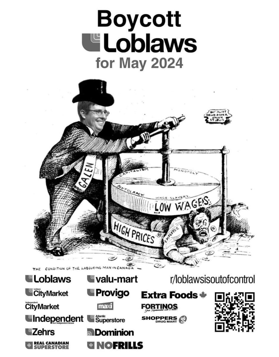 Reminder:
May is #BoycottLoblaws month
#CorporateGreed
#Roblaws
#loblawsboycott
#LoblawsIsOutOfControl