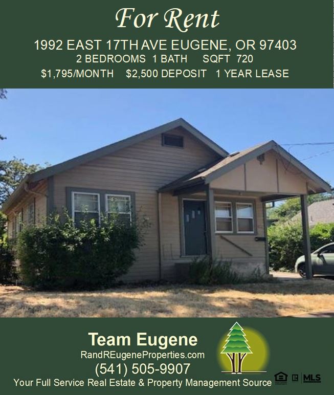 Charming Southeast Eugene rental available July 18th. Near Campus and shops. 
rreugpropmgmt.com 
.
#forrent #propertymanagement #wecanhelpwiththat #randrpropertiesofeugene #teameugene #southeasteugene #uo #CampusRental #GoDucks