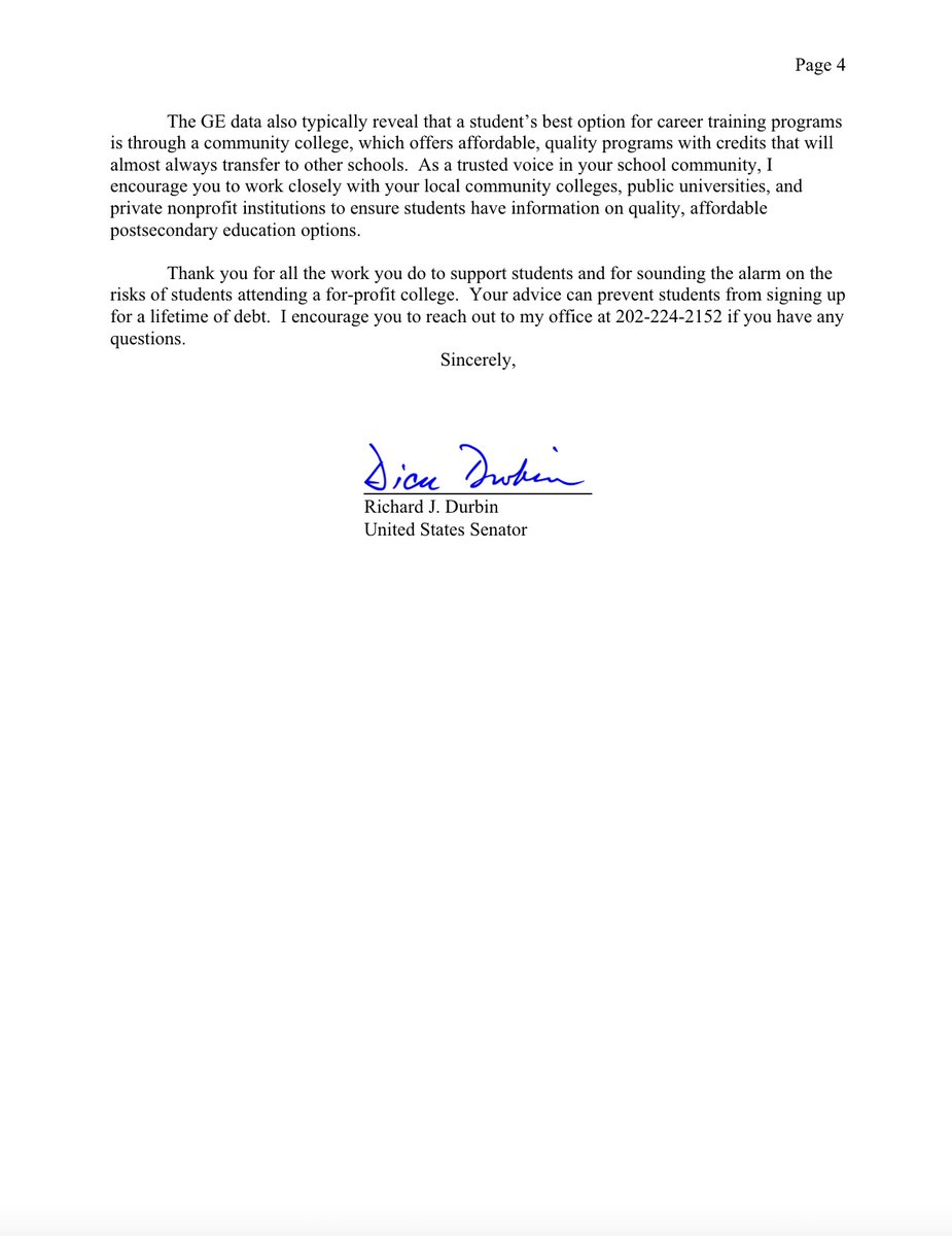 Today marks the 11th consecutive year that I've sent a letter to IL education professionals asking them to share the risks of for-profit colleges with students. This year's message is timely given @POTUS' actions to discharge student loans for students who attended for-profits.