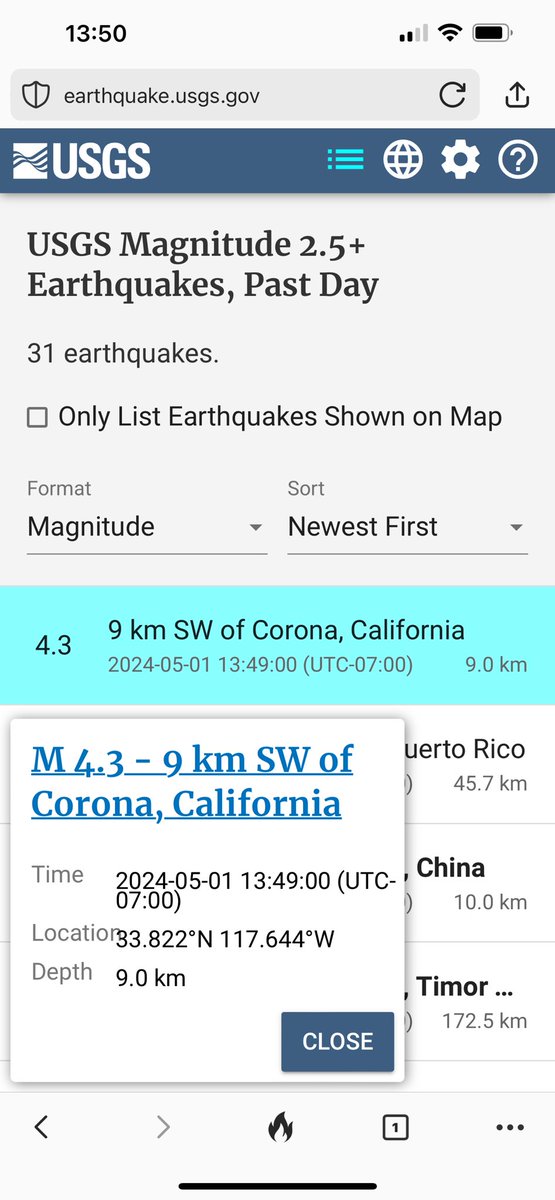 Just had an earthquake in SoCal! My first in decades (don’t live here). 4.3