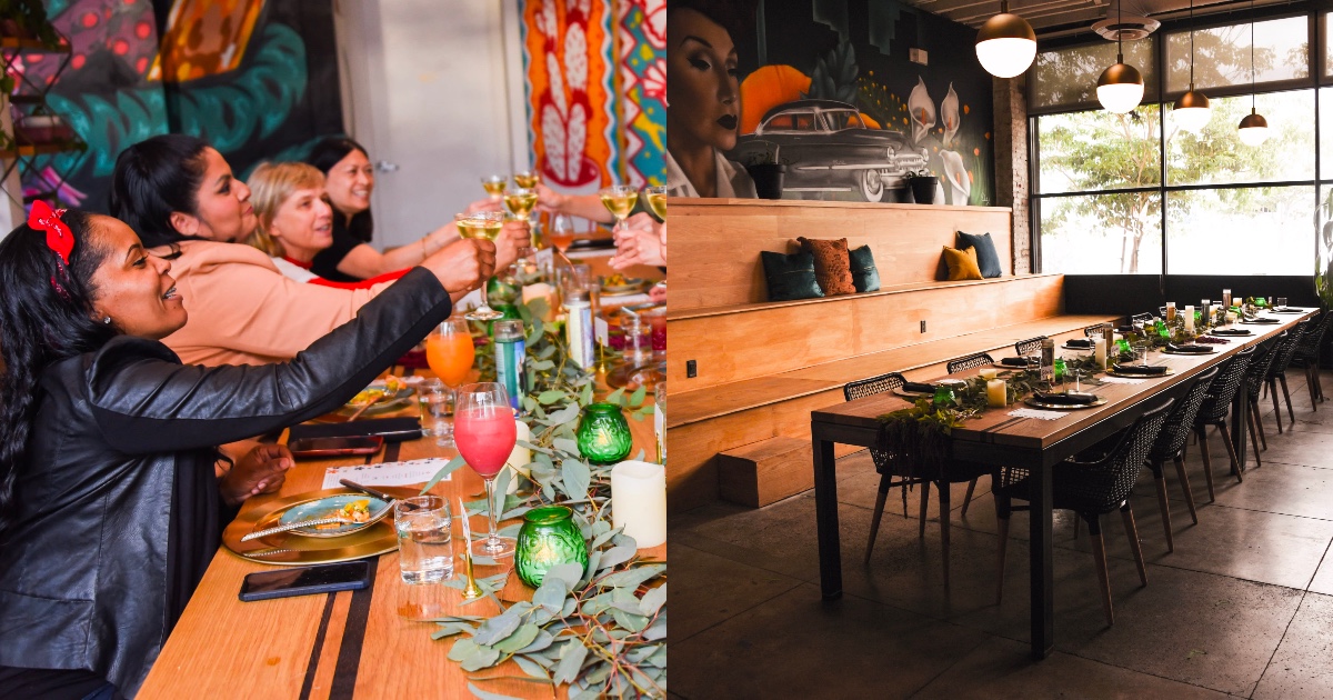 Spice up your dinner parties by hosting them in this colorful LA event space.
#losangeles #diningroom #dinnerparty #cocktailparty #eventspace #colorful