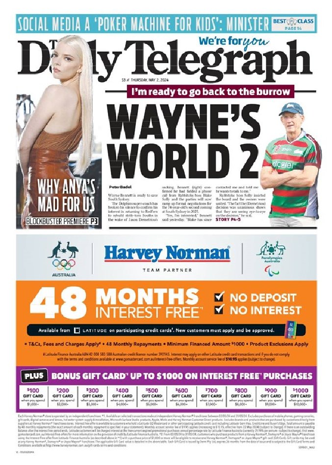🇦🇺 Wayne's World 2 ▫Wayne Bennett has revealed he has been in contact with South Sydney hours after Jason Demetriou was sacked, as the super coach takes another step towards a return to the Rabbitohs ▫@badel_cmail #frontpagestoday #Australia @dailytelegraph 🇦🇺