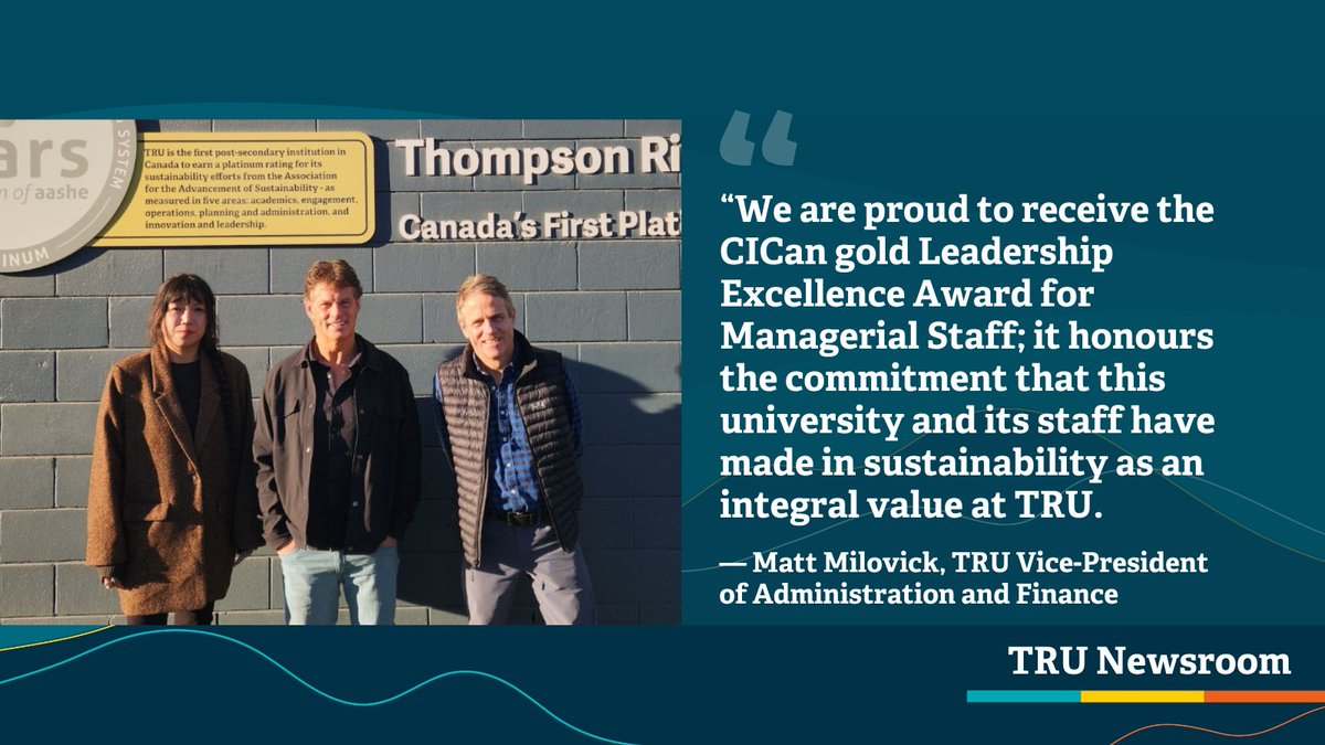 The TRU Sustainability Office team is the 2024 gold award recipient of the Colleges and Institutes Canada’s (CICan) Leadership Excellence Award for Managerial Staff🌱 Read more: inside.tru.ca/2024/05/01/tru… #myTRU #ThompsonRiversUniversity