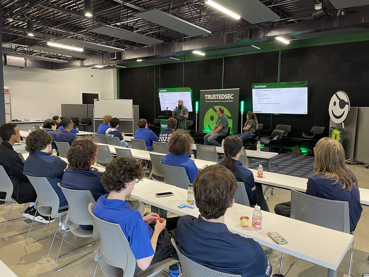 We had a great time hosting students from the @PolarisCareerHS today at the HQ! A few of our consultants spoke about #careers in #cybersecurity and how to break into the field.