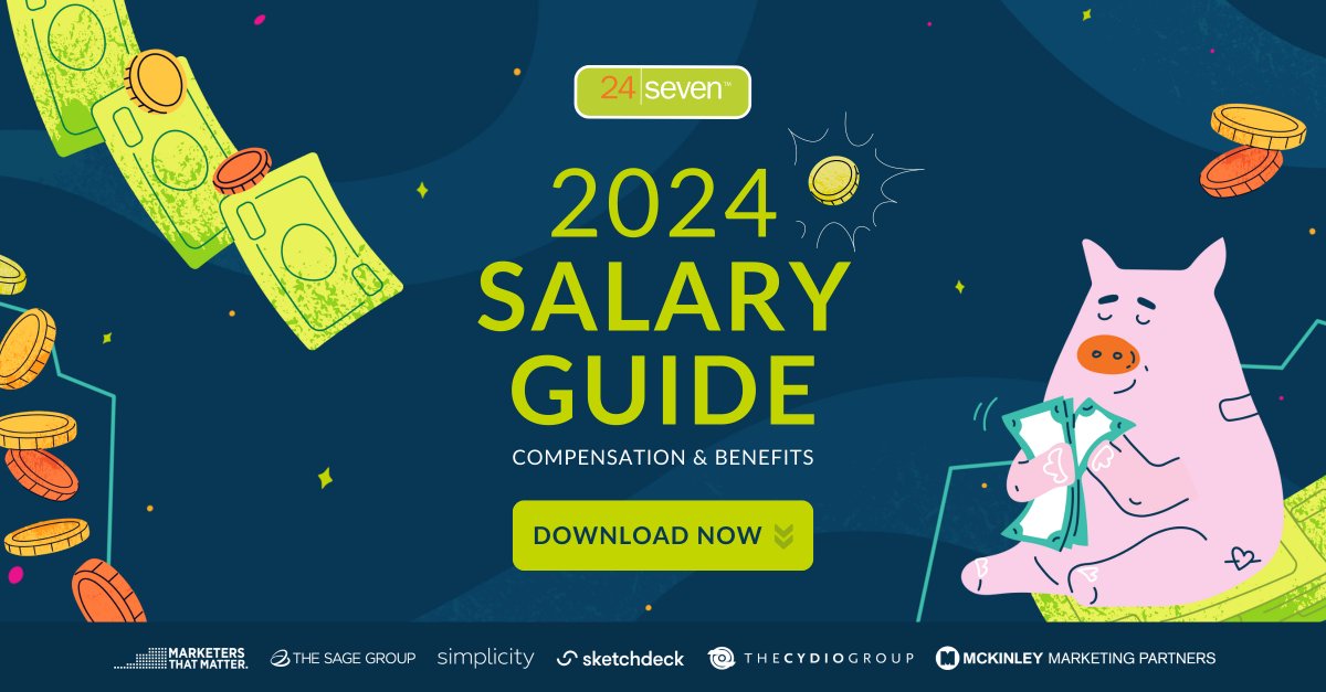 We’re so excited to share the launch of the 2024 Salary Guide! 24 Seven surveyed over 2,500 professionals to capture key insights and trends on what companies are offering their employees today. Download the full report to gain perspective on the market. bit.ly/3wgxxz8