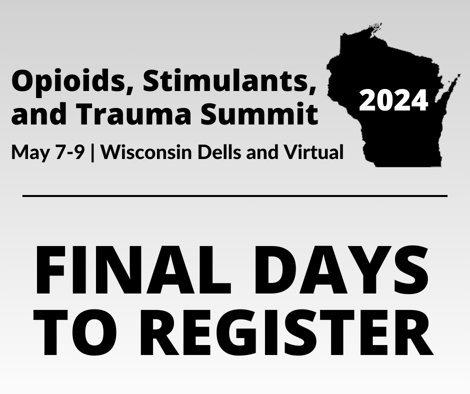 Registration deadlines are fast approaching for this year's Opioids, Stimulants, and Trauma Summit with five keynote presentations and 35 workshops providing strategies you can use in your community: dhs.wisconsin.gov/aoda/opioids-s… #OSTS2024 #conference #DoseofRealityWI #RealTalksWI