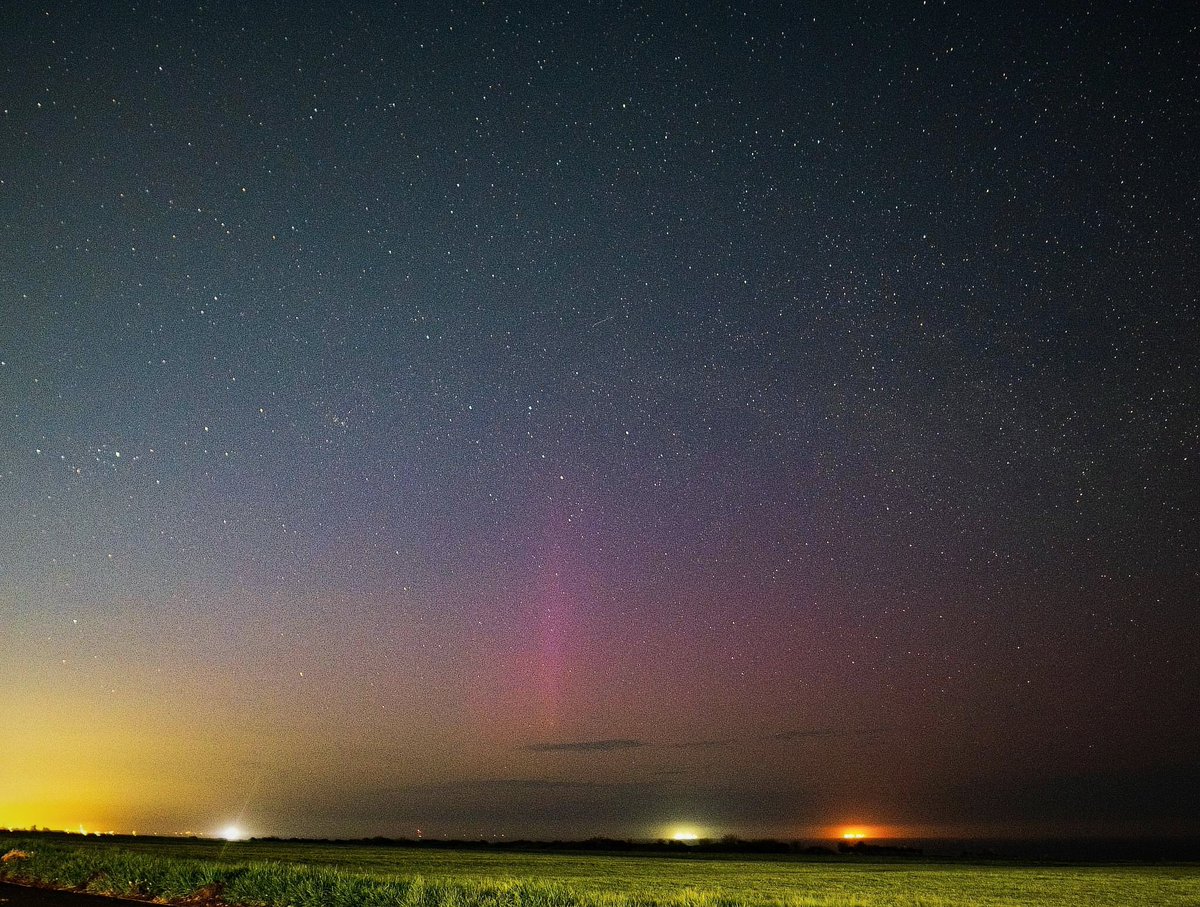 A weak display of the Northern Lights last night from the coast in South Shields