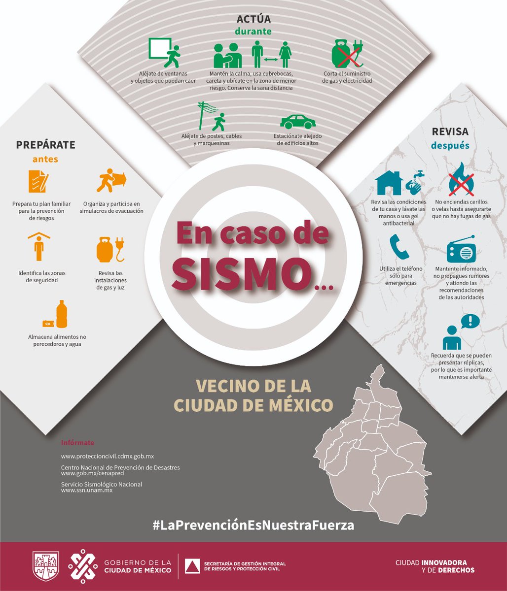 Recuerda que los #sismos no son previsibles, por eso necesitamos estar preparados para afrontar estos fenómenos. Reforcemos nuestra cultura de la autoprotección y sigue estas recomendaciones. No olvides que, #LaPrevenciónEsNuestraFuerza