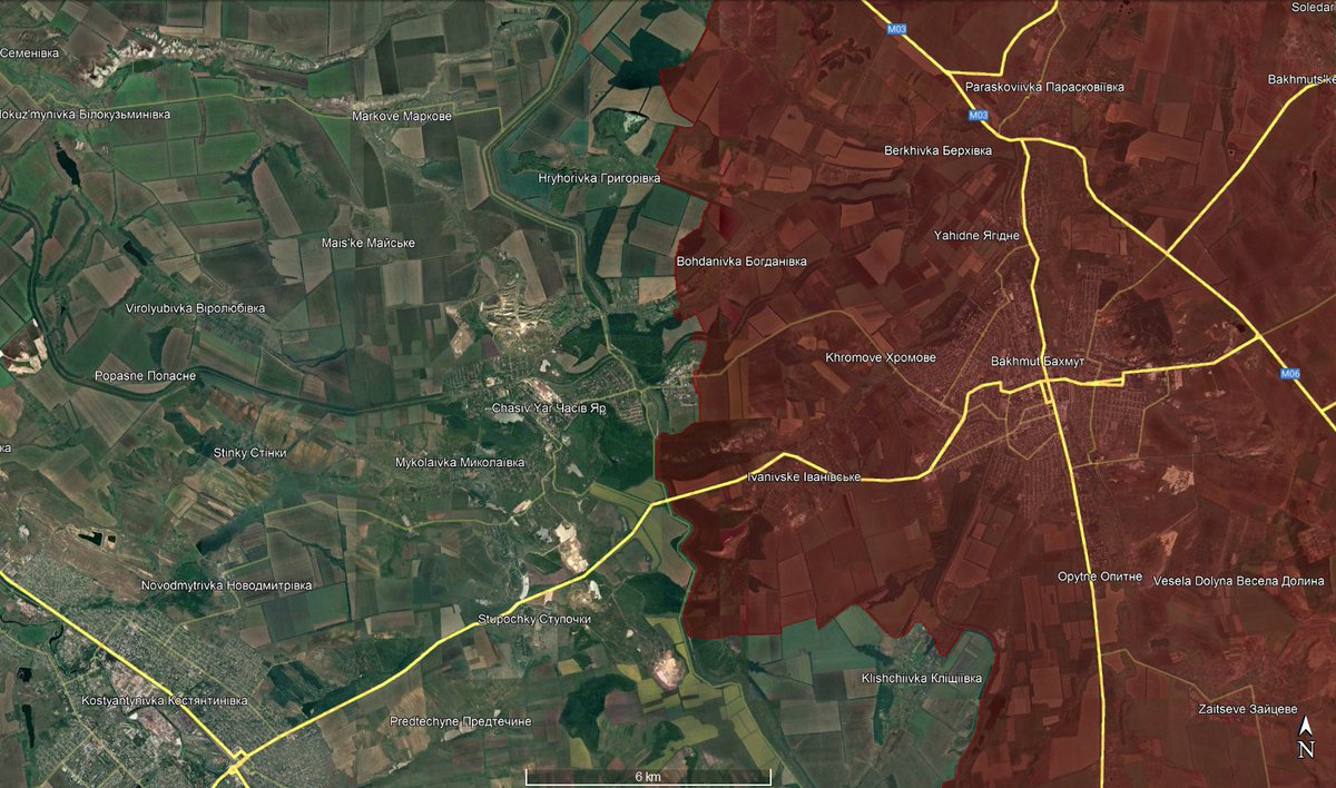 Situation at Chasov Yar - Konstantinovka frontline. RuAF arrived on the Seversky Donets' - Donbass channel from the both sides of the road leading to Konstantinovka.