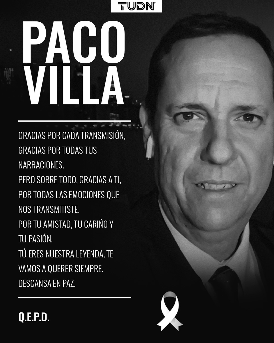 Hasta pronto, querido @Paco_Villa_. Tus narraciones y tu enorme legado quedarán en las memorias de los aficionados por siempre. Gracias por todo tu apoyo, por creer en nosotros y por tus atenciones, fuerte abrazo para todos sus seres queridos. Q.E.P.D.🖤