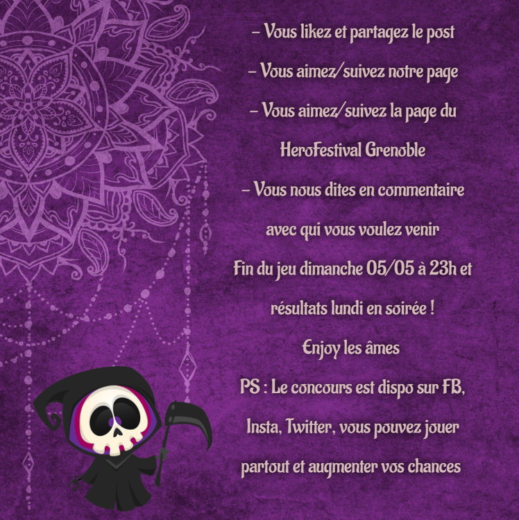 FaucheuseDe's tweet photo. #InvitationsSalon #JeuConcous #Rencontre #Convention
Oyé, oyé les âmes !
Hadès vous propose de gagner des invitations pour nous rejoindre au @HeroFestivalFR Grenoble !
Pour cela, c'est super simple : ⬇️ https://t.co/juXXfDvZLQ
