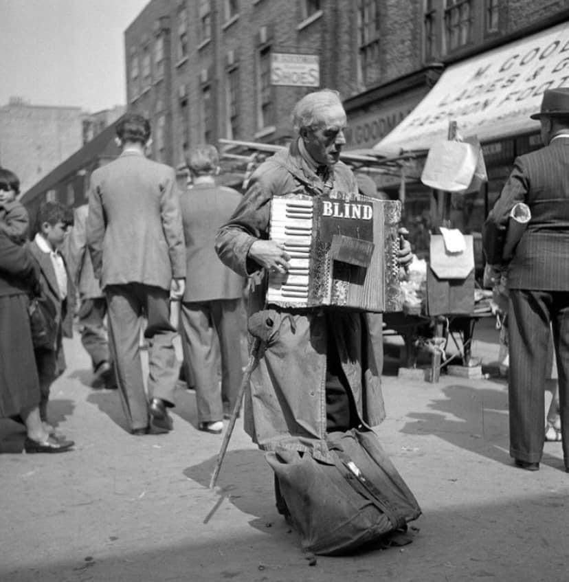 A blind man busking for a few pennies in London in (1948) * According to our Prime Minister ‘Work Shy’