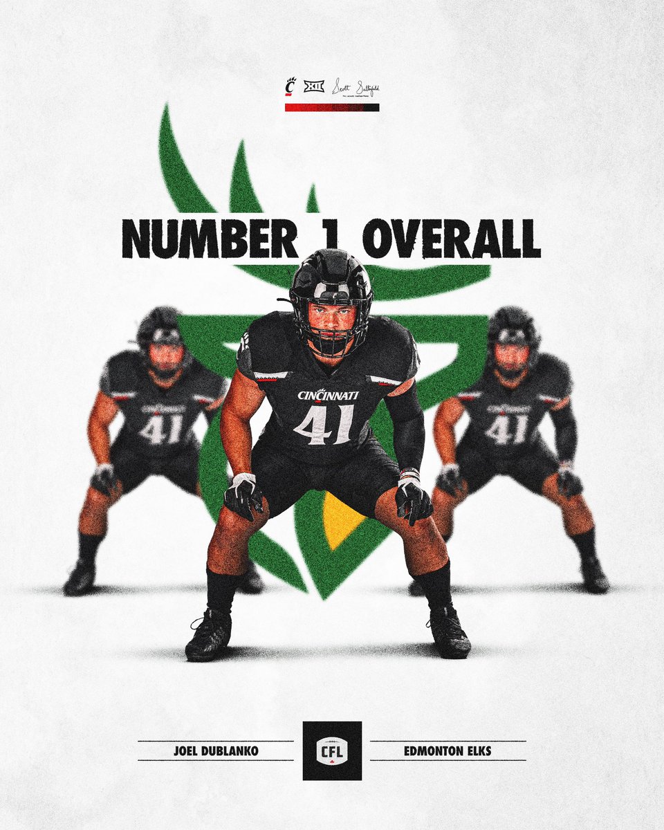 GoBearcatsFB's tweet photo. Congratulations @JDublanko29 on being selected 𝐍𝐔𝐌𝐁𝐄𝐑 𝟏 𝐎𝐕𝐄𝐑𝐀𝐋𝐋 in last nights @CFL draft! https://t.co/r0OV6UhPUa