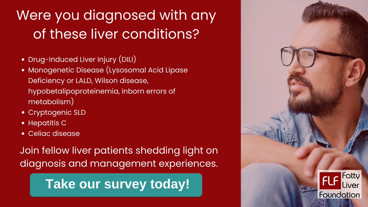 Your voice is vital for raising awareness. Share your experiences in our 2024 survey on Steatotic (Fatty) Liver Care in America. Help create the changes you want to see in healthcare! Start here➡️surveymonkey.com/r/5SSRV6Y
#patientvoice #livertwitter #MAFLD #MetALD #NASH