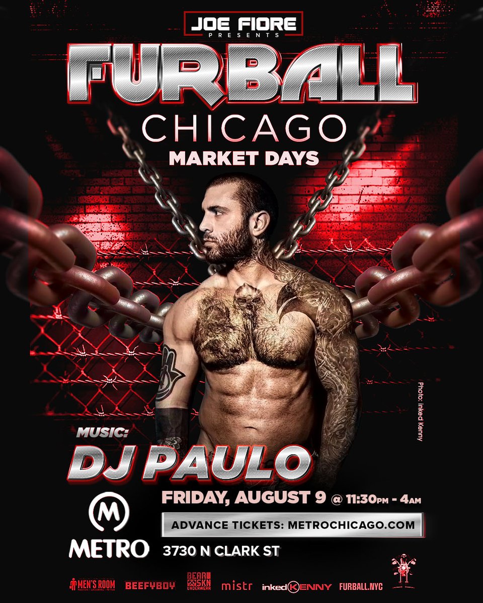Attn Leather Daddies 🚨 Furball: Market Days Chicago is hitting the big room at Metro on Friday, August 9th! Tickets are on sale now at our link in bio… jump on it! 🎟️ @Furball_NYC ⇢ bit.ly/FBMKT_0809