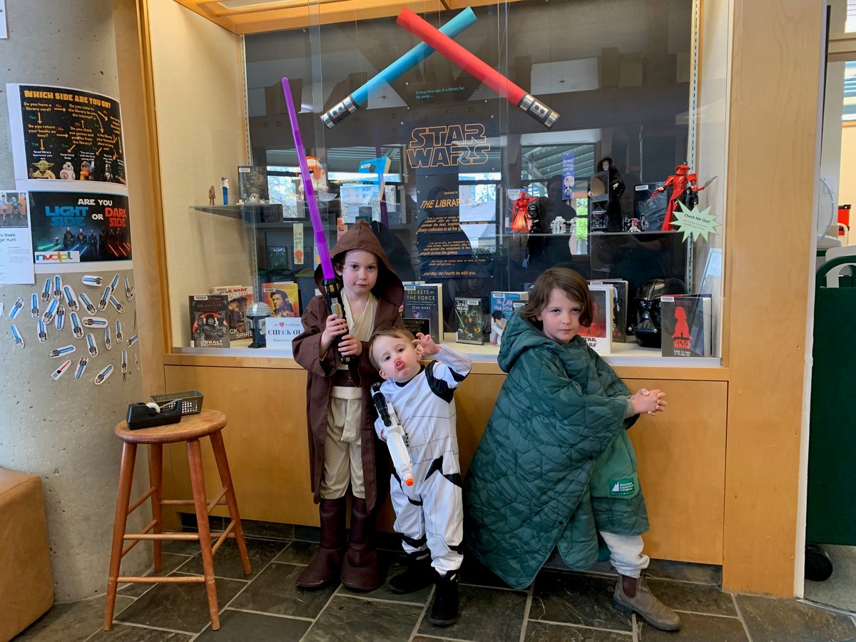 The force is strong with these ones! Catch a ride to your local library on the nearest shuttle, transport, or starfighter to join the Rebellion (or the Empire) just like these young readers. Discover Star Wars celebrations at NVDPL: ow.ly/K0JH50RsYG1 #StarWarsDay
