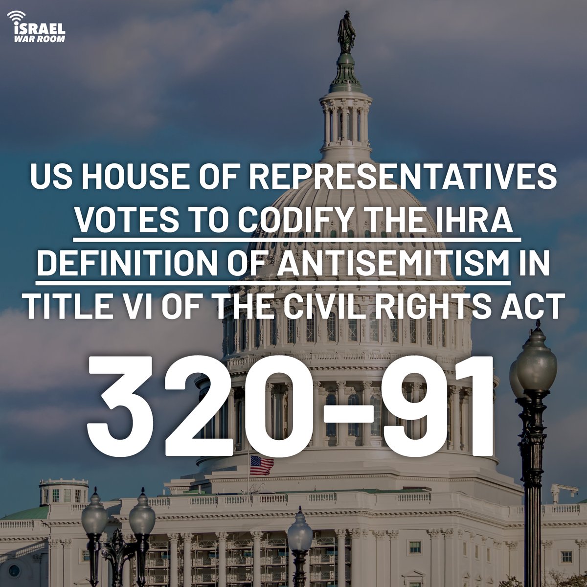 #BREAKING: The US House of Representatives has passed the antisemitism resolution, which seeks to codify @TheIHRA definition of antisemitism in Title VI of the Civil Rights Act of 1956 for the @usedgov to use to enforce anti-discrimination laws.