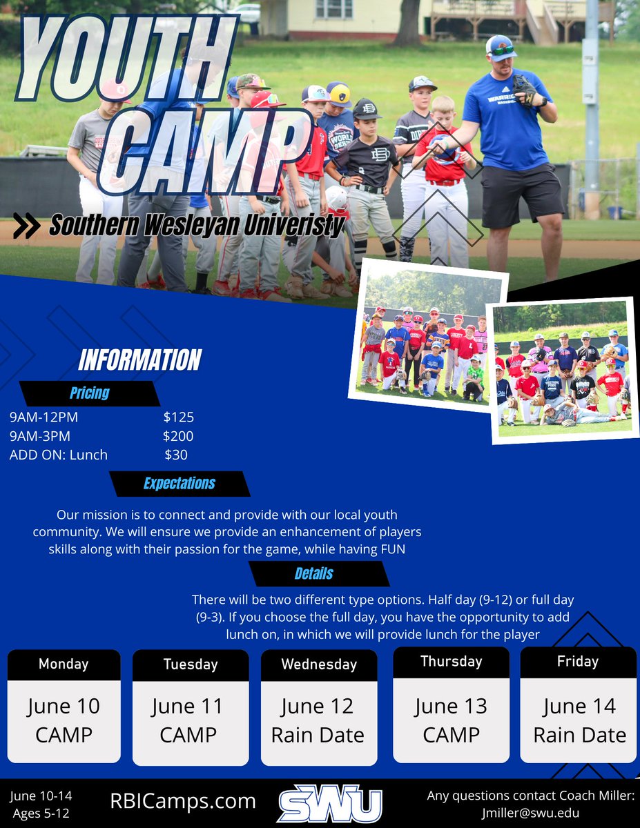 Looking to improve your skills as a youth athlete? Look no further than our Youth Camp on June 10-14! This is an amazing opportunity to have fun and enhance performance! Sign up today: RBICamps.com