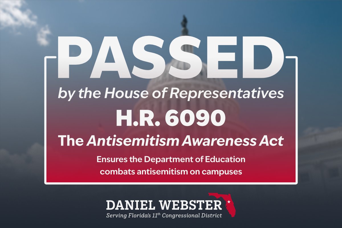 There is no excuse for college leaders failing to address antisemitic behavior. I just voted to pass H.R. 6090 to hold colleges accountable for the safety of their students, while providing clarity on what is free speech and what is antisemitic discrimination and harassment.