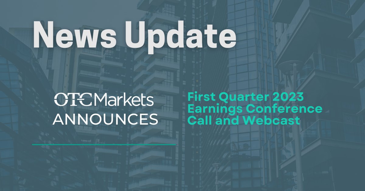 OTC Markets will report its financial results for the first quarter ended March 31, 2024 on Wednesday, May 8. The Company will host a conference call & webcast on Thursday, May 9 at 8:30am ET. ow.ly/uCP850Ru92y