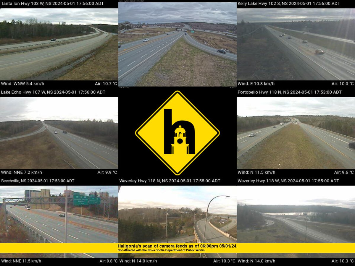 Conditions at 6:00 pm: Mostly Cloudy, 8.5°C. @ns_publicworks: #noxp #hfxtraffic