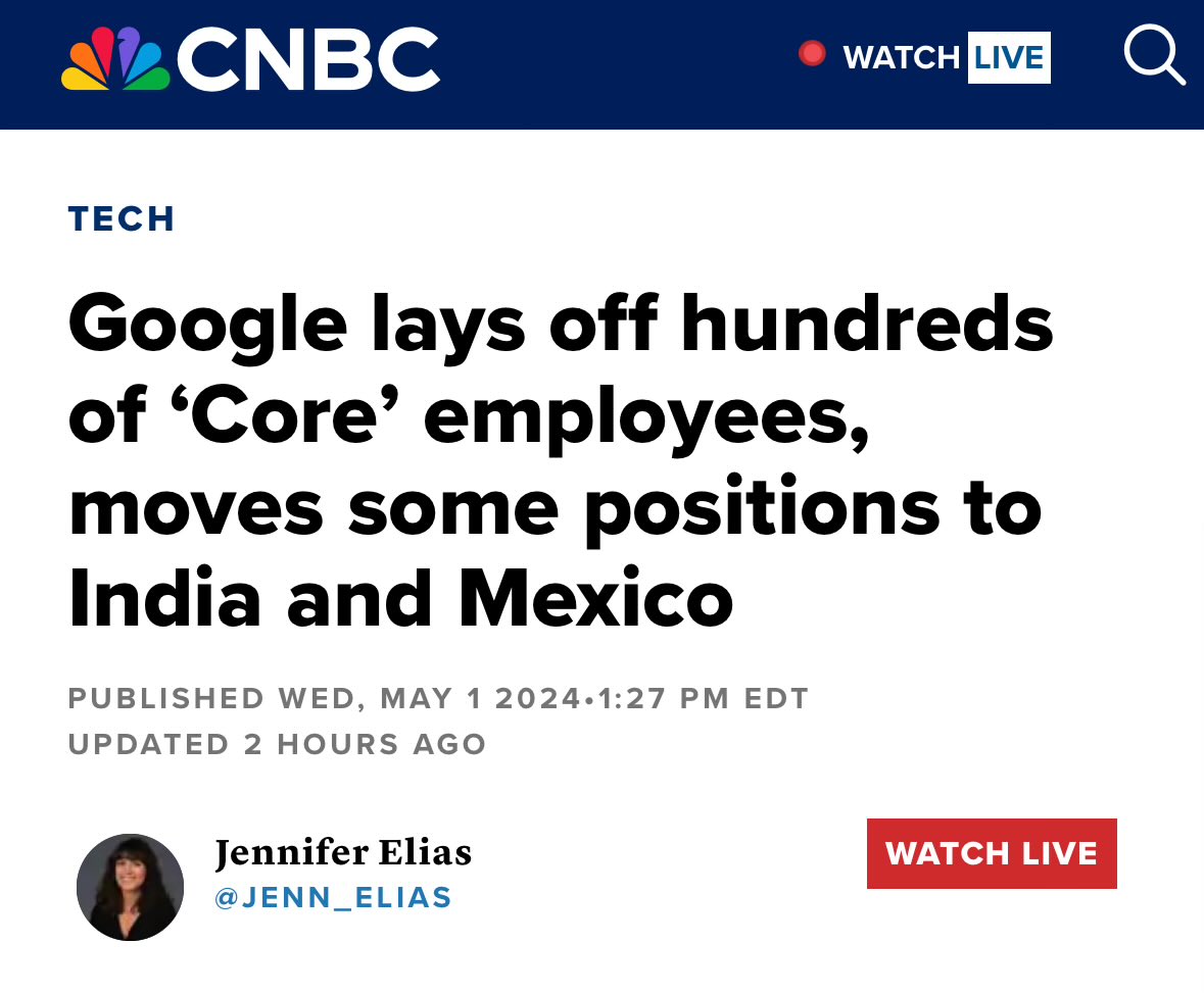 This is precisely why Sundar Pichai was selected for the role of CEO at Google.

The audacity of these guys to cry about “talent shortages” while they layoff the talent and ramp up on H-1B visas to help facilitate the offshoring of US jobs to India.

Congress is silent.