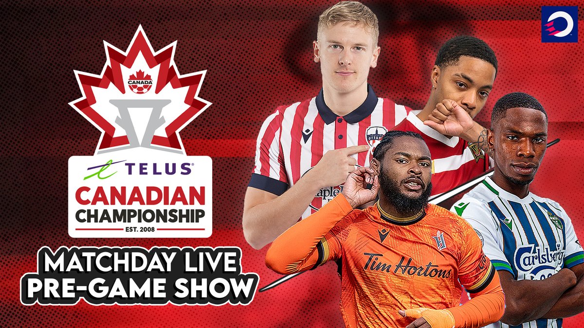 PRE-GAME SHOW 🚨 Join us in studio as we get you all set for our TELUS #CanChamp triple-header, starting with side-by-side #CanPL clashes: @AtletiOttawa vs. @ValourFootball, and @ForgeFCHamilton vs. @YorkUtdFC 🇨🇦 WATCH (FREE) 🔴 youtube.com/live/4SH1KY-1-…