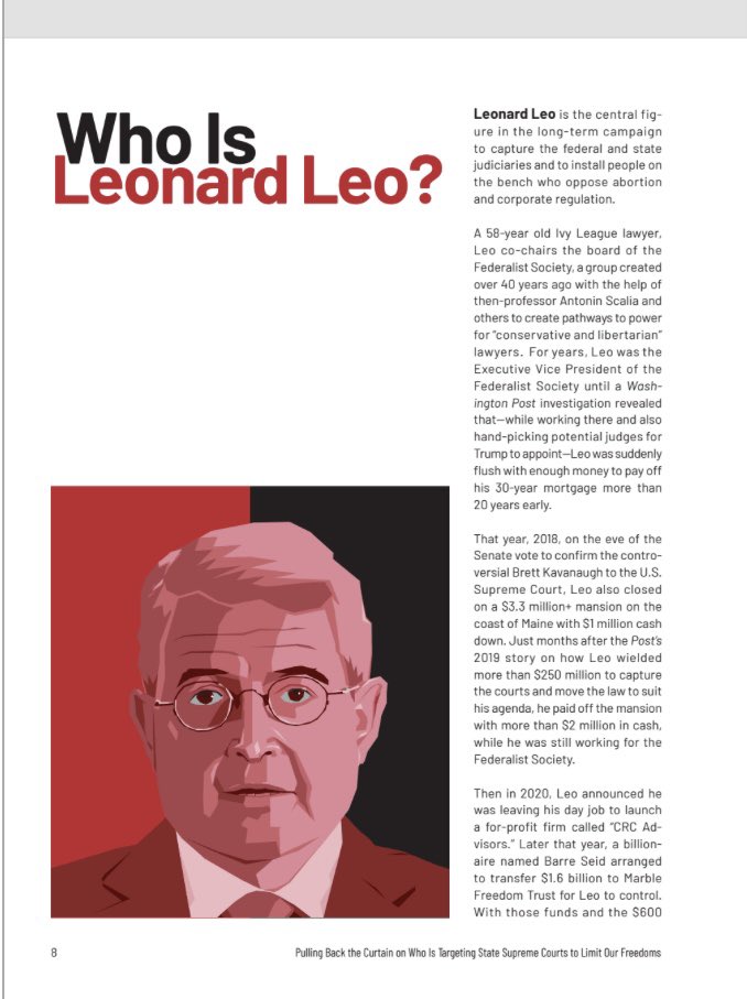 @thelisagraves 3/ This report is an incredible resource. Wow. Here’s just the part on SCOTUS puppeteer Leonard Leo.