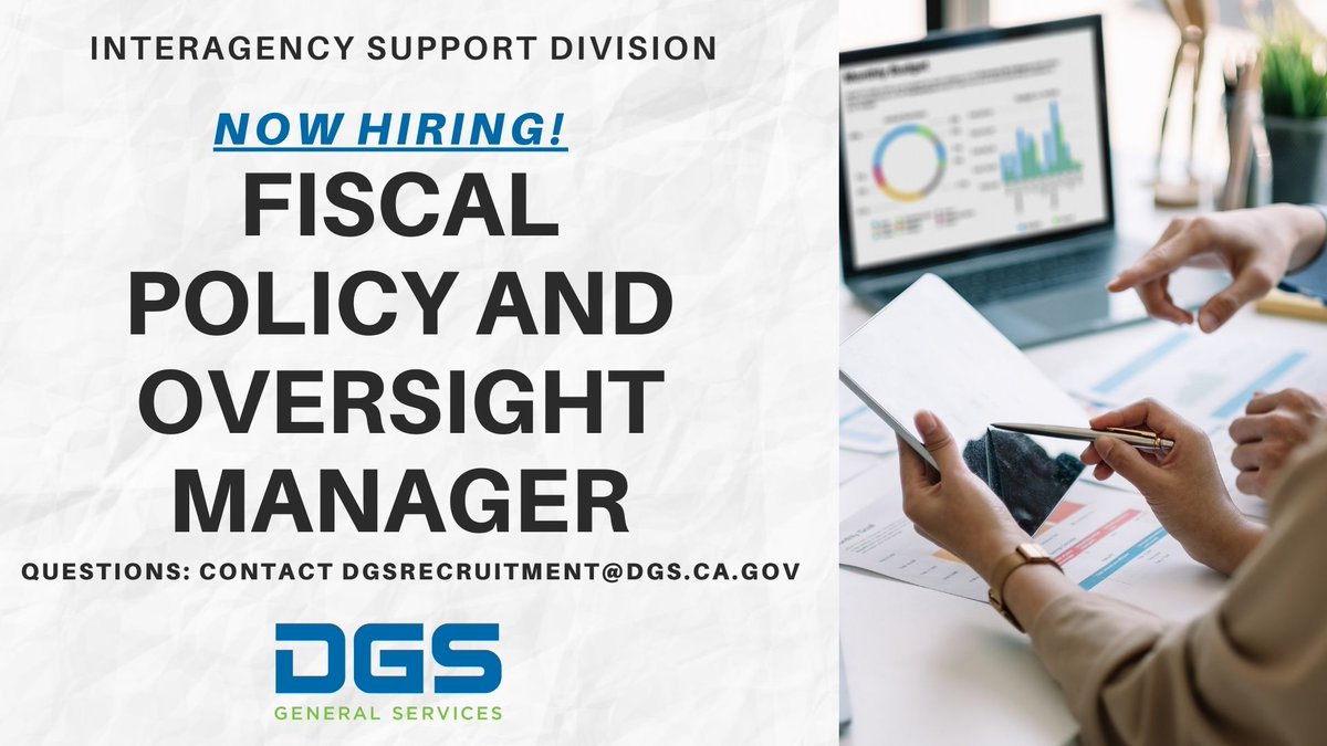 The ISD Fiscal Policy and Oversight Manager role at Interagency Support Division (ISD) awaits someone passionate about crafting policies that make waves statewide and shape the direction for all state agencies. Apply by 5/21/24. bit.ly/3UFj60Z