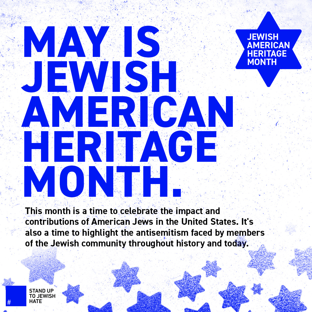 Jewish American heritage is intertwined with American history. Share #🟦 to show support for the Jewish community this month and beyond. Be on the lookout for stories highlighting Jewish history, heritage, and culture throughout this month. #StandUpToJewishHate