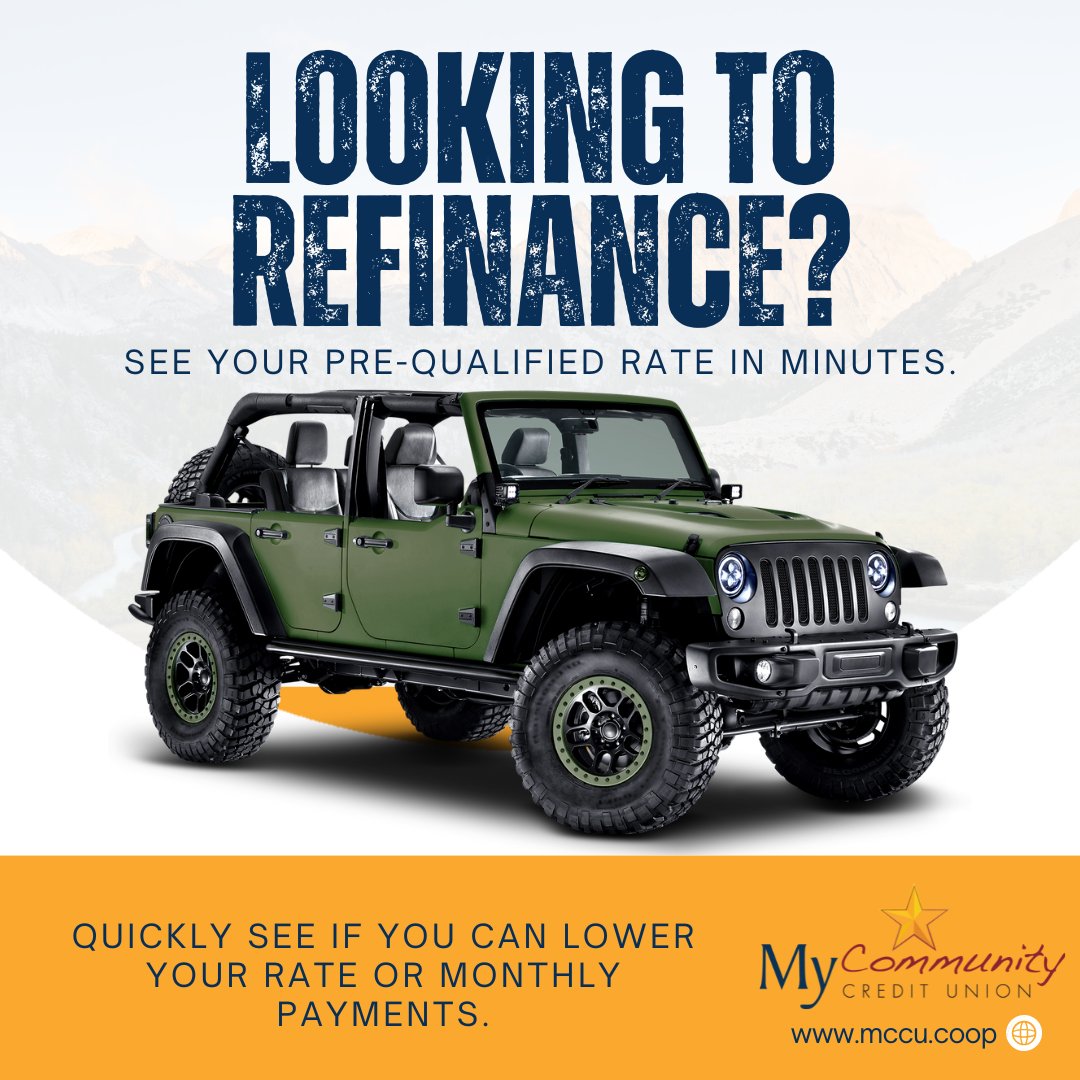 Seeing your pre-qualified rate is quick and easy at MCCU! Simply visit refinance.mccu.coop/products/portal to see if you can lower your auto loan rate or monthly payments by refinancing through MCCU. #creditunion #carbuying #autoloan