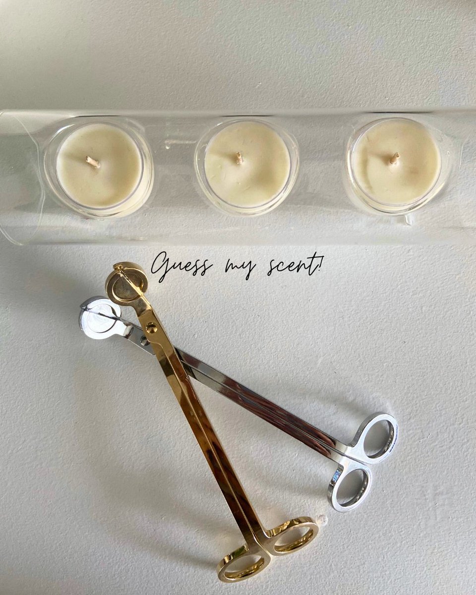 Comment your guess of which scent the tealights are & get double the entries into the May 3rd GIVEAWAY!! #blowmoi #cleanburning #soywax #organicfragrance #contest #win #tealight #guess #fyp #wicktrimmer #doubleentries