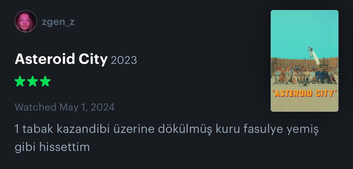 Filme yorumum budur 🥸 #Letterboxd