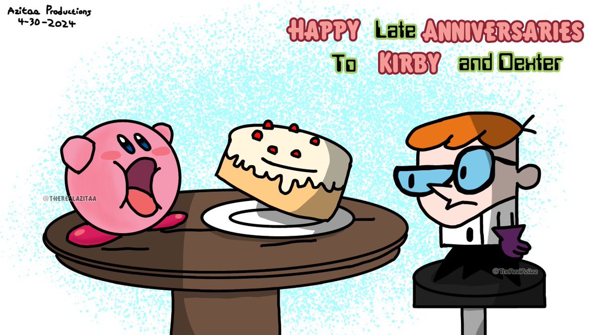 Better late than never… happy late anniversaries to Kirby and Dexter btw !!

#Kirby #DextersLaboratory #CartoonNetwork #Nintendo #FanArt #ArtistsOnTwitter