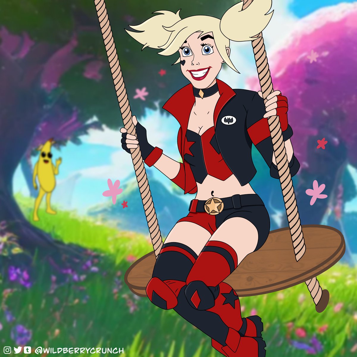 wildberrycrunch's tweet photo. my take on Harley’s outfit from Fortnite  
  
#HarleyQuinn #fanart #disneystyleart https://t.co/VfvQqXAckq