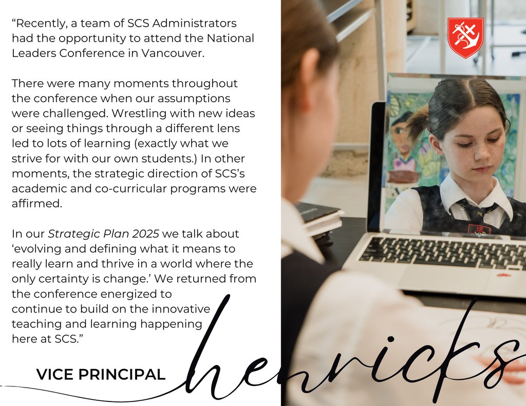 Recently, Vice Principal Henricks and several other SCS Administrators attended the National Leaders Conference in Vancouver. In this week's #PostcardFromSCS, Ms Henricks highlights a little of what she learned.