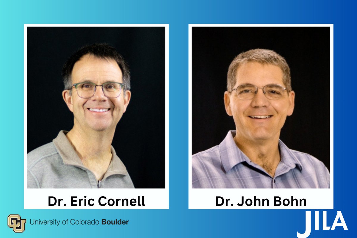 Congrats to JILA and @NIST Fellow and @CUBoulderPhys prof Eric Cornell and JILA Fellow and @CUBoulderphys prof John Bohn for being awarded 2024 Physics Department Teaching Awards! jila.colorado.edu/news-events/ne… @CUArtsSciences