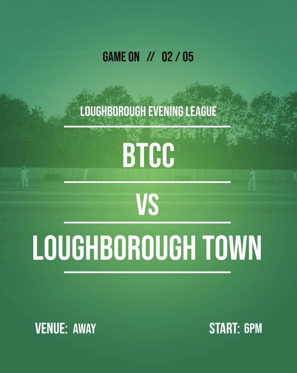Get ready for a busy cricket week! 🏏 Tomorrow, Thursday, BCC is facing Loughborough Town in an away game. 

This Saturday, April 4th, it’s Game Week 3 in the Premier Division with BTCC 1st XI taking on Rothley, and BTCC 2nd XI battling Loughborough Charnwood Old Boys