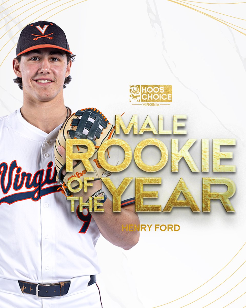 🏆𝐌𝐚𝐥𝐞 𝐑𝐨𝐨𝐤𝐢𝐞 𝐨𝐟 𝐭𝐡𝐞 𝐘𝐞𝐚𝐫 🏆 Congratulations to Henry Ford on being awarded the Male Rookie of the Year Award at the Hoos Choice Awards! #GoHoos